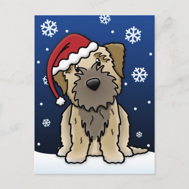 Kawaii Bordure Terrier Carte postale de Noël (Devant)