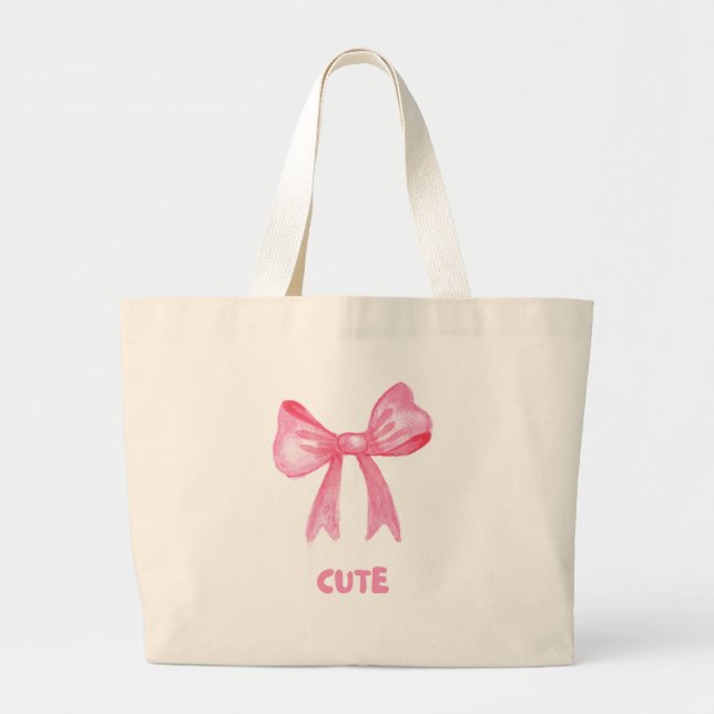 Kawaii Bow rose Sac fourre-tout esthétique (Devant)