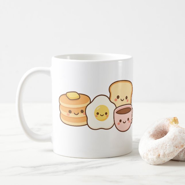 Kawaii Breakfast Squad” Cute Food Mug (Avec donut)