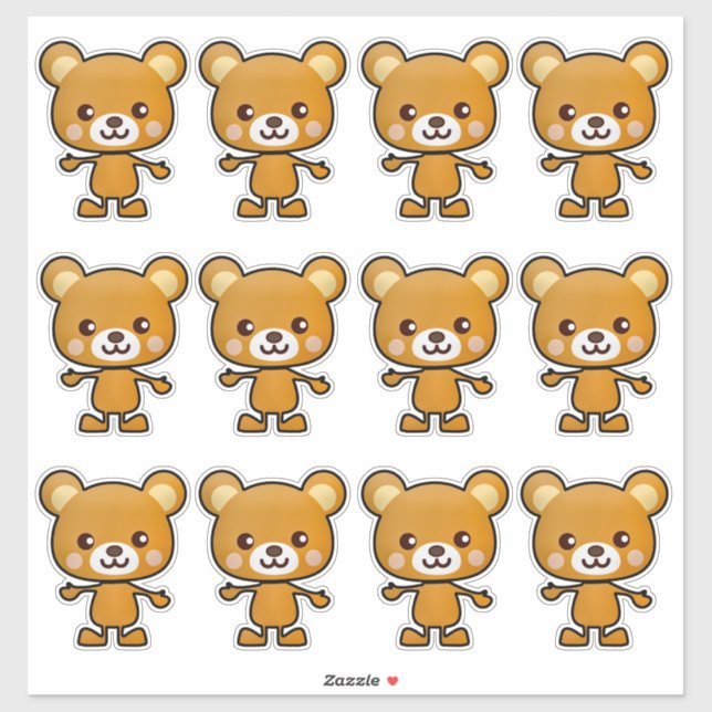 Kawaii Brown Bear_GC - Sticker (Feuille)