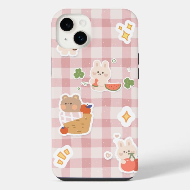 Kawaii Bunny & Bear Aesthetic Coque iPhone 14 Pro  (Verso)