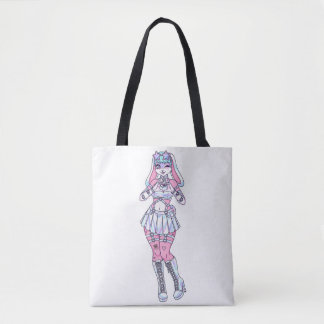 Kawaii Bunny Girl Pastel Sac fourre-tout fourrure