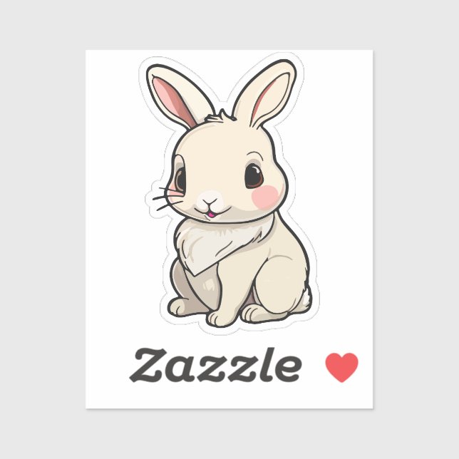 Kawaii Bunny Sticker - Fluffy White Rabbit Vinyl (Feuille)