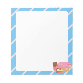 Kawaii Cake sur un Bloc-notes Arrière - plan rayé