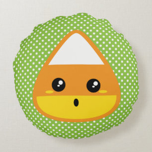 Kawaii Candy Corn Coussin rond