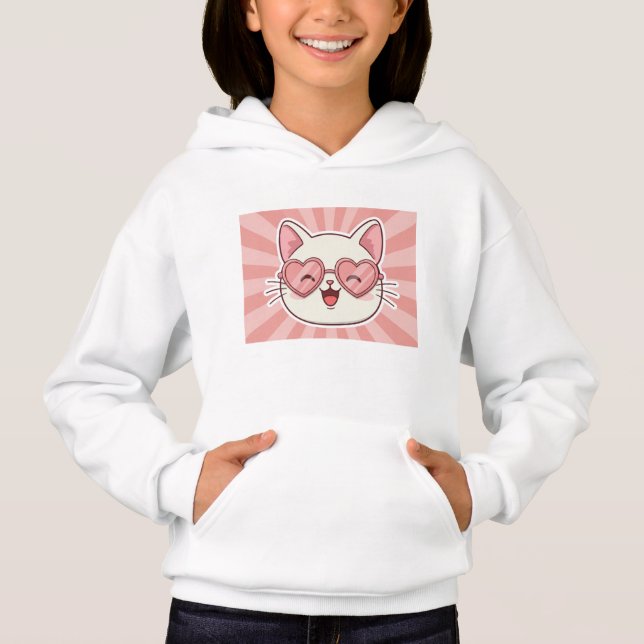 Kawaii Cat Hoodie - Stay Cool! 😎💖 (Devant)