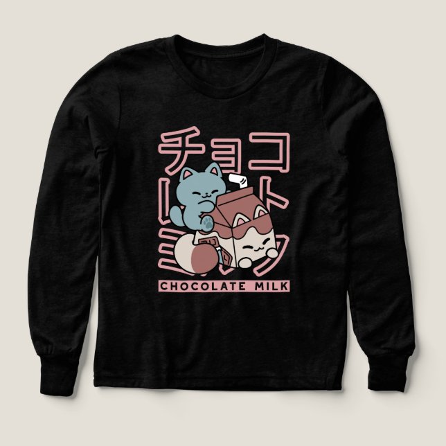Kawaii Cat with Chocolate Milk – Japanese Pop Art  (Motif recto)