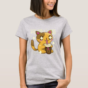 Kawaii Chat Boissons T-shirt Bubbletea