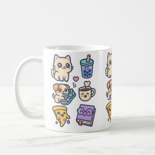 Kawaii Chat, Chien et Amateurs de nourriture Mug
