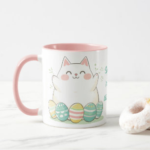 Kawaii Chat de Pâques Mug Cute Kitty & Oeufs Color