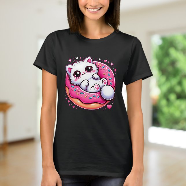 Kawaii Chat Donut Anime Lover Otaku Cute T-Shirt (Créateur téléchargé)