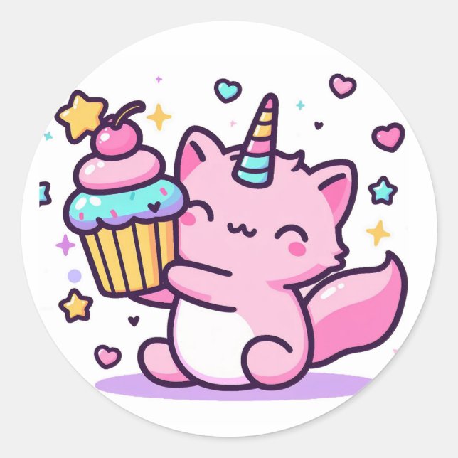 Kawaii Chat Sticker d'anniversaire tellement migno (Devant)