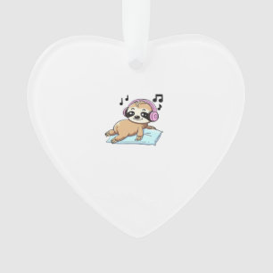 Kawaii Chibi Paresseux Écoutant de la Musique � Dé