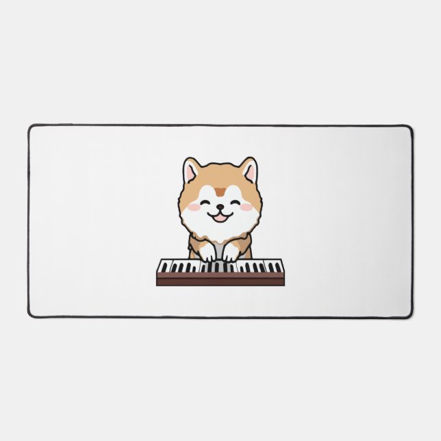 Kawaii Chien mignon Jouer Piano Clavier (Recto)