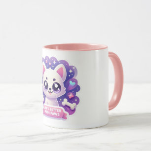 Kawaii Chig Mug Life’s Better with Paws Cute Puppy