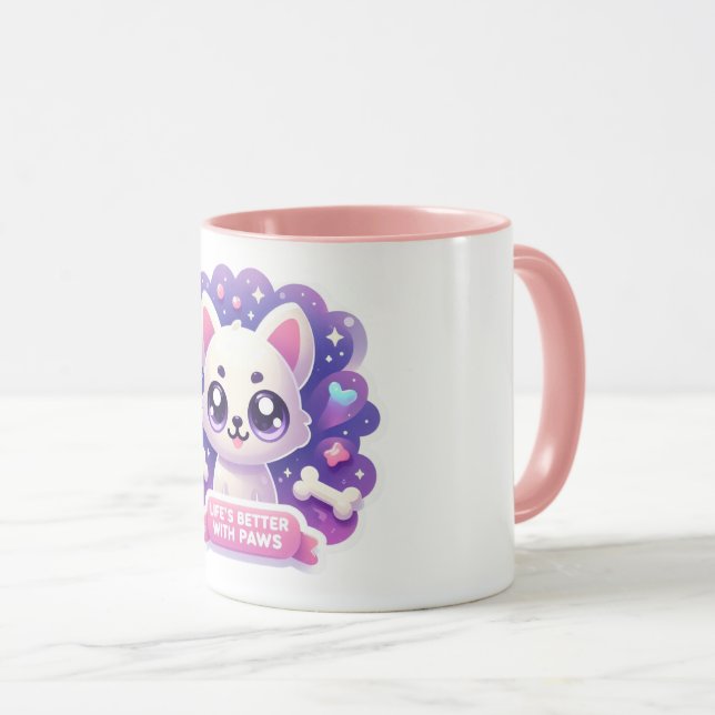 Kawaii Chig Mug Life’s Better with Paws Cute Puppy (Devant droit)