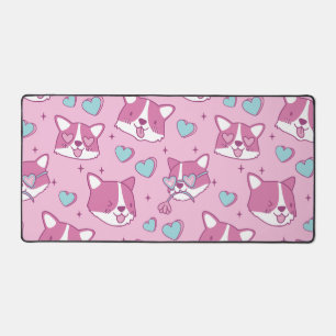 Kawaii Corgi Love Motif de bureau Mat