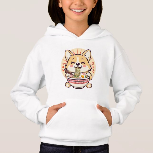 Kawaii Corgi Manger Ramen - Cute Anime Chien (Devant)