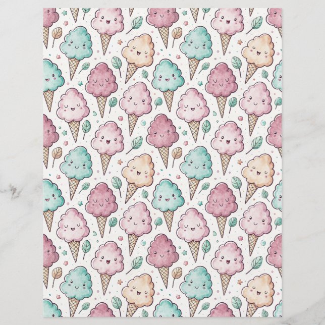 Kawaii coton bonbon motif papier à gratter (Devant)