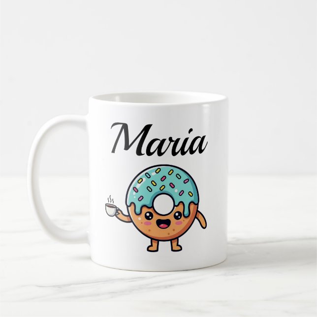  Kawaii Donut Coffee Lover Personalized Coffee Mug (Gauche)