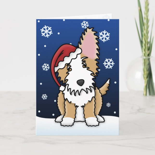 Kawaii fil portugais Podengo carte de Noël (Devant)
