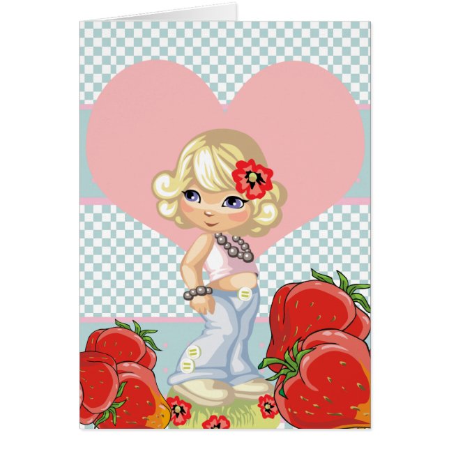 Kawaii fille avec fraises très mignonne (Devant)