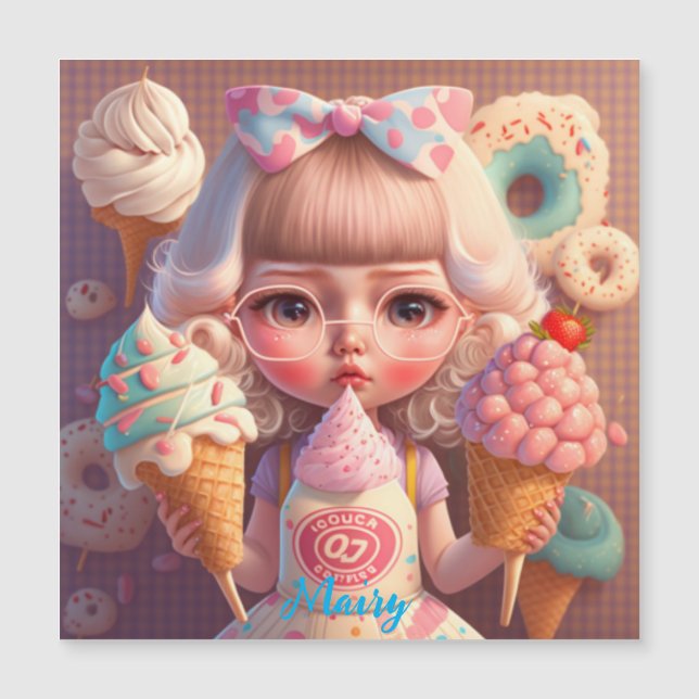 Kawaii fille mignonne avec des glaces (Devant)