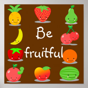 Kawaii Fruit Poster