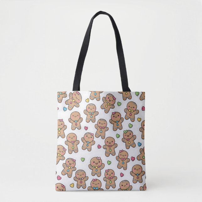 Kawaii Gingerbread Men Christmas Tote Bag (Devant)