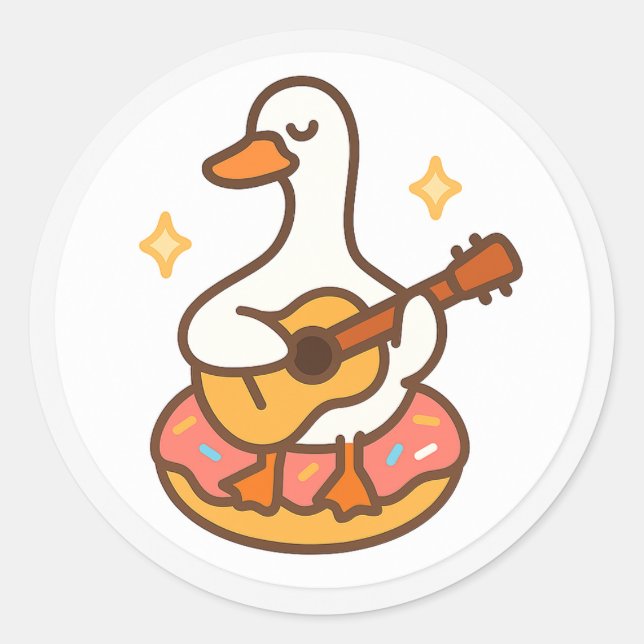 Kawaii Goose Playing Guitar Sticker (Devant)