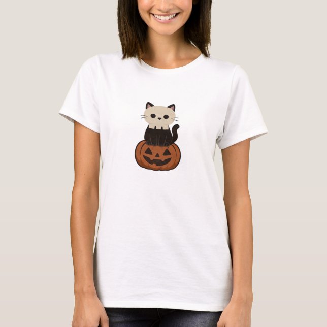 Kawaii Halloween Cat and pumpkin Oversized T-Shirt (Devant)