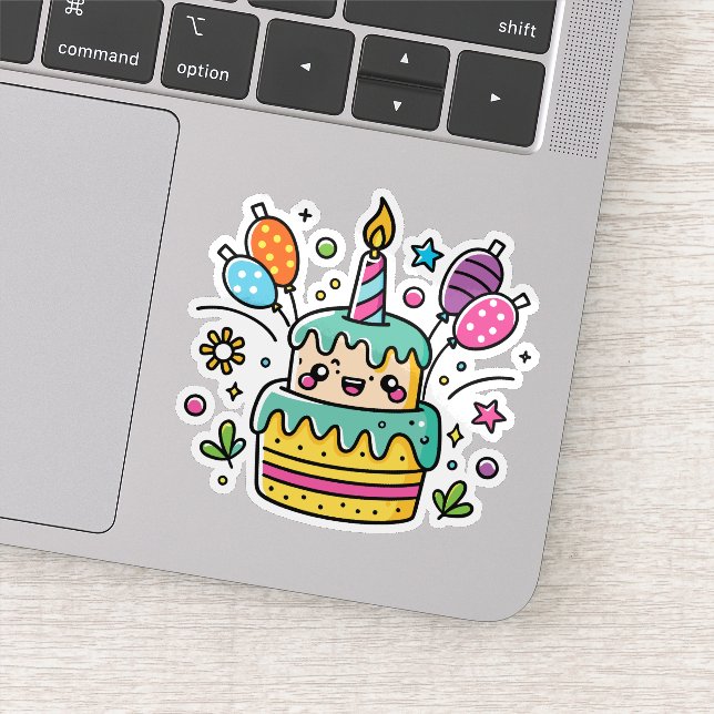 Kawaii Happy Anniversaire Sticker (Détail)