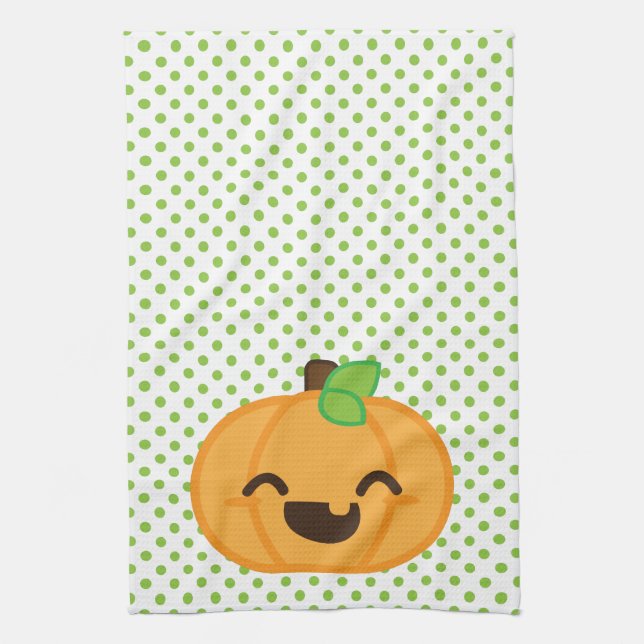 Kawaii Jack-o'-lantern Citrouille Serviette de cui (Vertical)