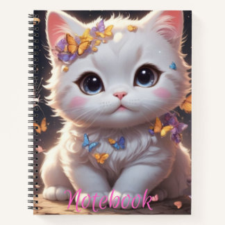 Kawaii Kitty avec papillons Carnet Spiral