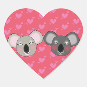 Kawaii koalas en amour autocollant