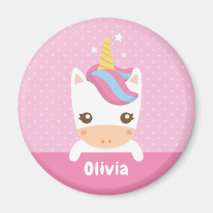 Kawaii Little Unicorn Girls Magnet personnalisé
