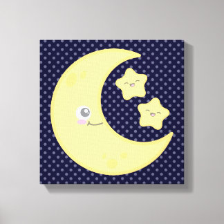 Kawaii Lune et les étoiles toile enveloppée