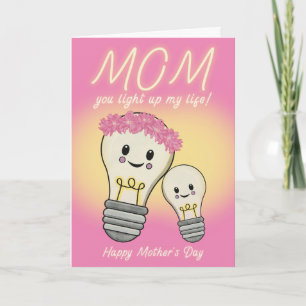 Kawaii Maman Lightbulb Carte de Fête des Mères