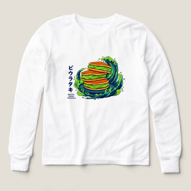 Kawaii Matcha Cream Pancakes Ocean Wave Art (Motif recto)