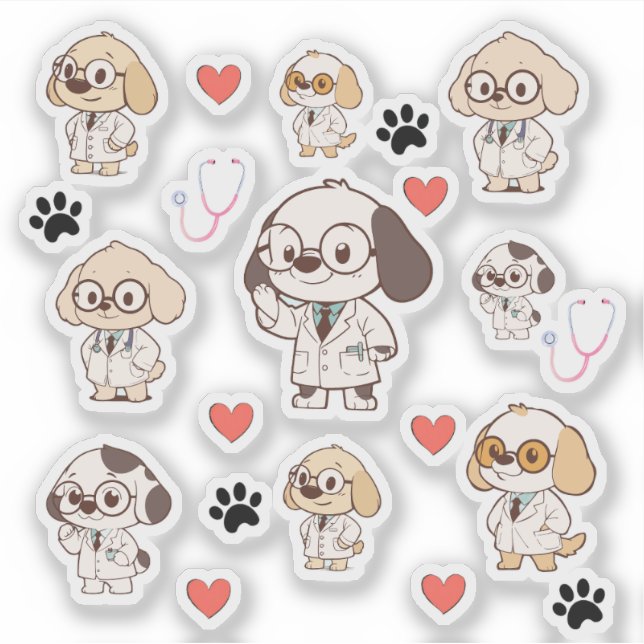 Kawaii Medical Dog Stickers (Devant)