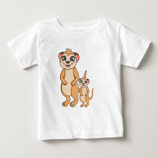 Kawaii Meerkat et son petit T-shirt bébé soeur (Devant)