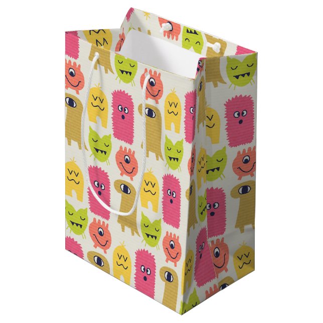 Kawaii Monster Anniversaire Cadeau moyen sac cadea (Devant Angle)