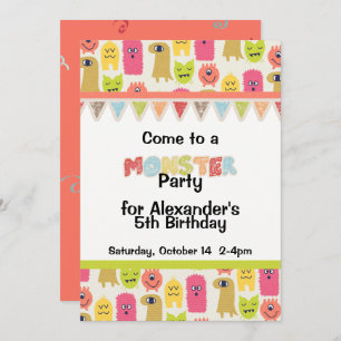 Kawaii Monster Invitation de fête d'anniversaire