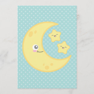 Kawaii Moon et Stars Baby Shower Invitations