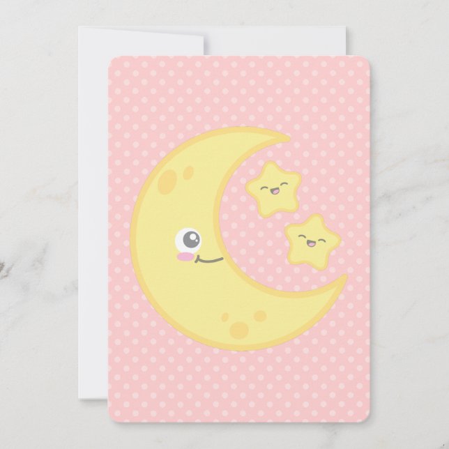 Kawaii Moon et Stars Baby Shower Invitations (Devant)