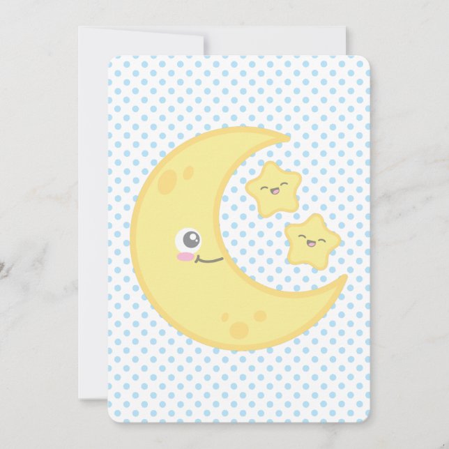 Kawaii Moon et Stars Baby Shower Invitations (Devant)