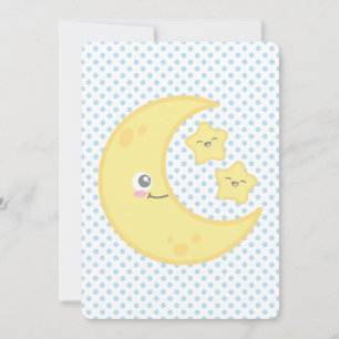 Kawaii Moon et Stars Baby Shower Invitations