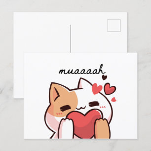 Kawaii muah kiss from cutie cat Carte postale
