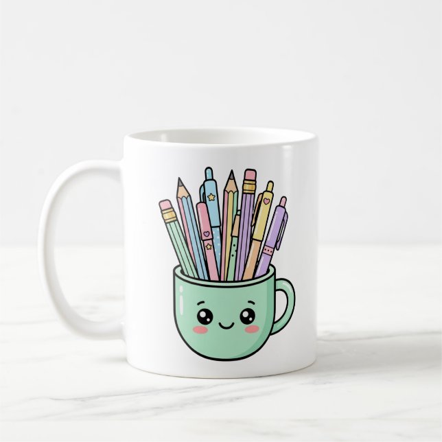 Kawaii Mug de Café Crayons Prof Merci G (Gauche)