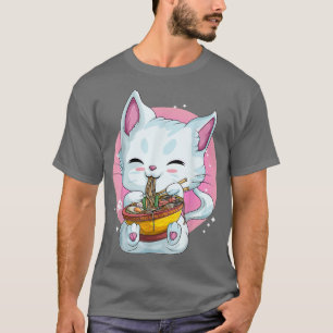 Kawaii Neko Ramen Noodles T-shirt Women Girls, Cut